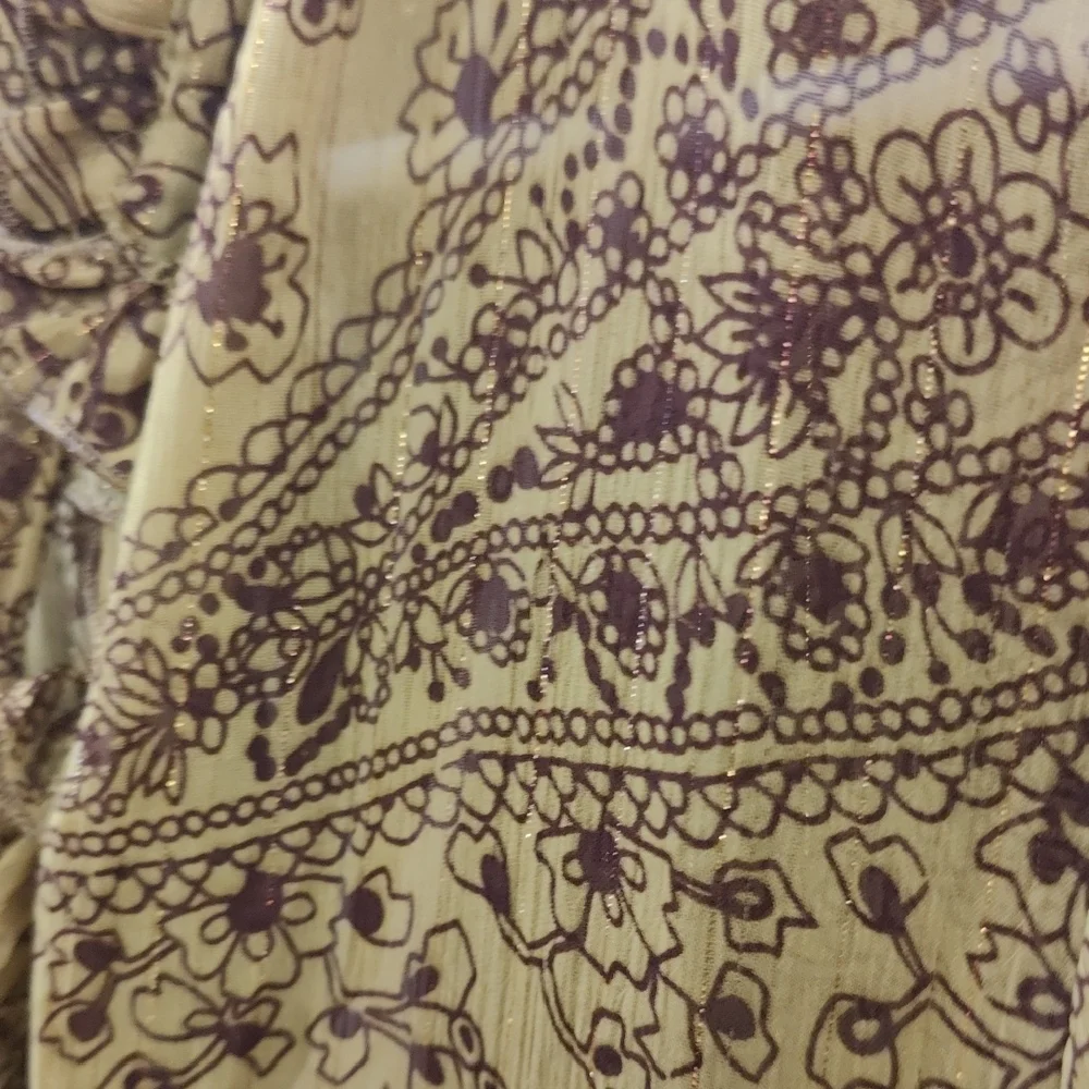 Boho Paisley Long Sleeve Maxi Dress - Mustard/Brown - Picture 5 of 12